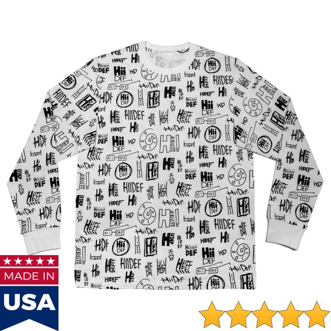 Official Hii-Def Multi Logo Print (White Edition) Long Sleeve Crew Top Shirt
