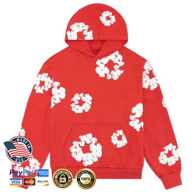 Denim Tears Clothing Store Shop The Cotton Wreath Hooded Sweatshirt Red Denimtears Merch