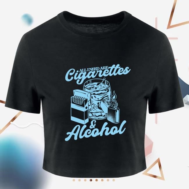 Official Day Of The Moon Store Shop Cigarettes & Alcohol Crop Top Shirt Black