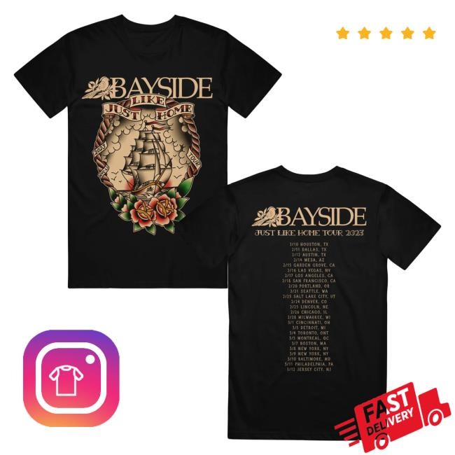 Official Bayside Band Shudder Just Like Home Tour Black T Shirt