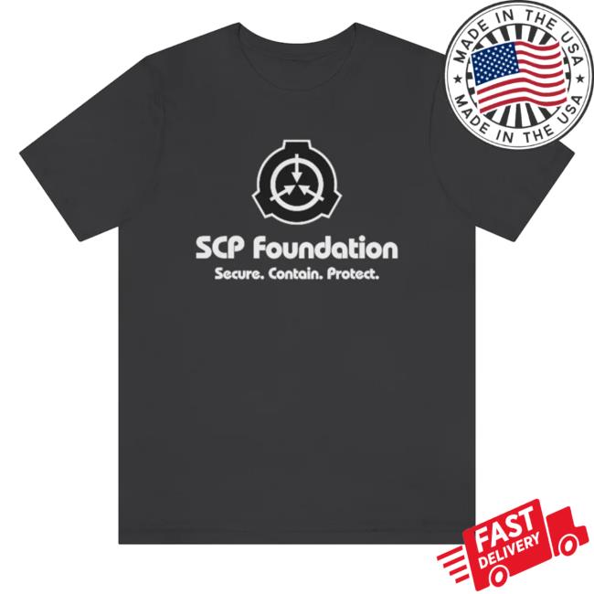 Scp Merch SCP Logo with Bottom Text Slogan T Shirts