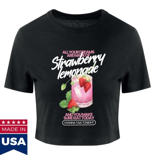 Official Day Of The Moon Store Shop Strawberry Lemonade Crop T Shirt Black