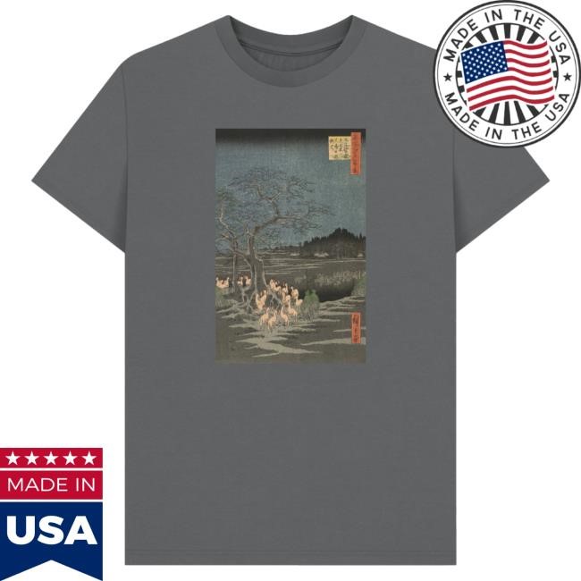 Hiroshige Foxfires on New Year's Eve Unisex Tshirt, Slate Grey British Museum Store Shop Official Store Shop