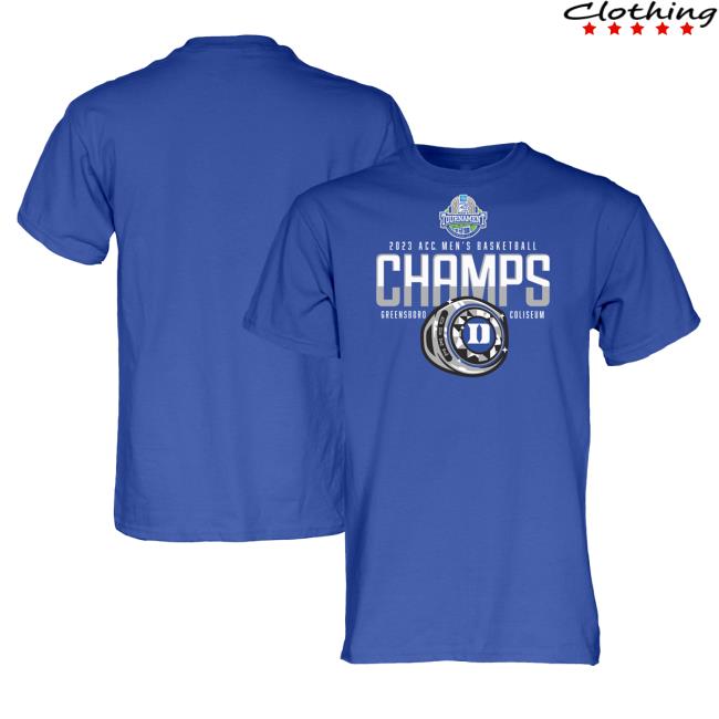 Official Duke Blue Devils Blue 84 2023 ACC Men's Basketball Conference Tournament Champions Locker Room Tshirt - Royal
