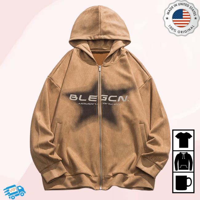 Lemandik Zipper Suede Coffee Crew neck Sweatshirt Tie Dye Star