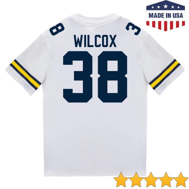 Michigan Wolverines #38 Bryce Wilcox Student Athlete White Football Jersey Shirts The M Den Shop Official