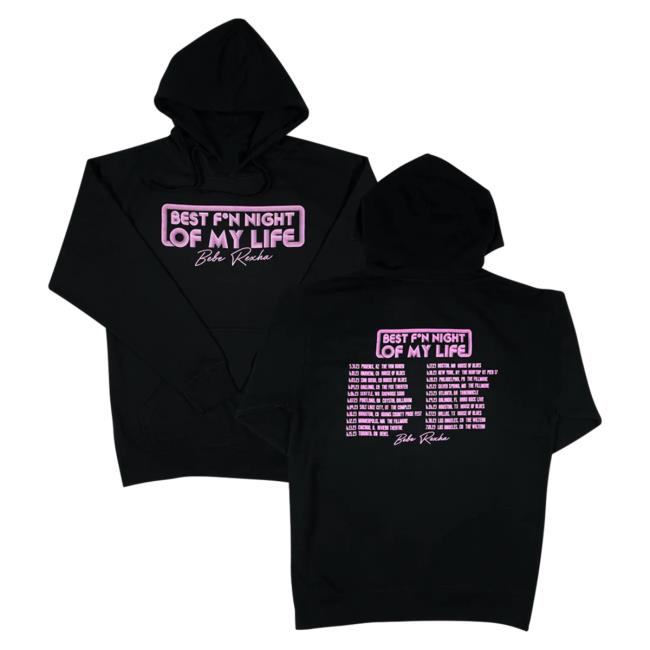 Official Bebe Rexha Hello Merch Store Best F*N Night Of My Life Tour Bebe Rexha Tour Black Pullover Hoodie BebeRexha Hellomerch
