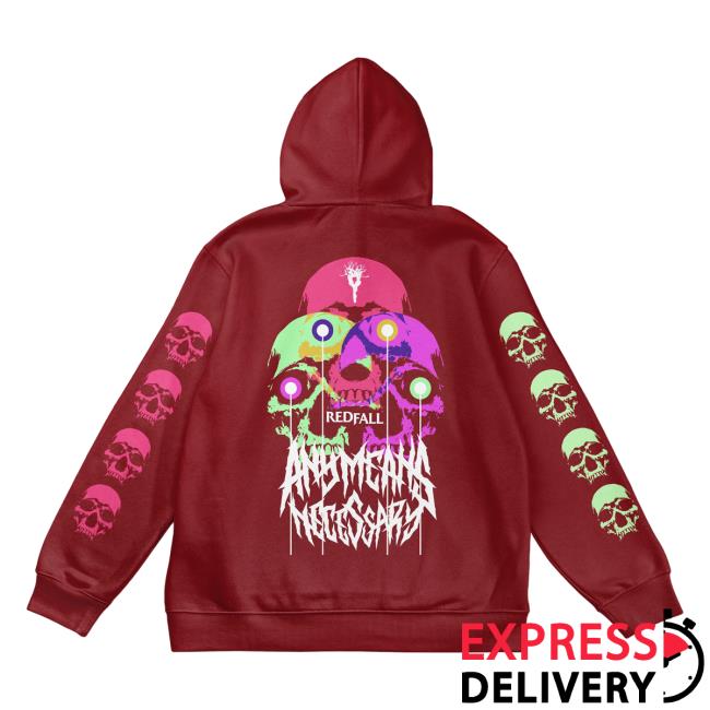 Official Any Means Necessary Clothing 3 Skulls Crewneck Sweatshirt Burgundy