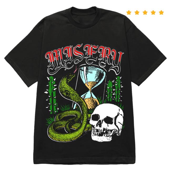 Official Misery Worldwide Misery Time Kills Graphic Print Black Tee