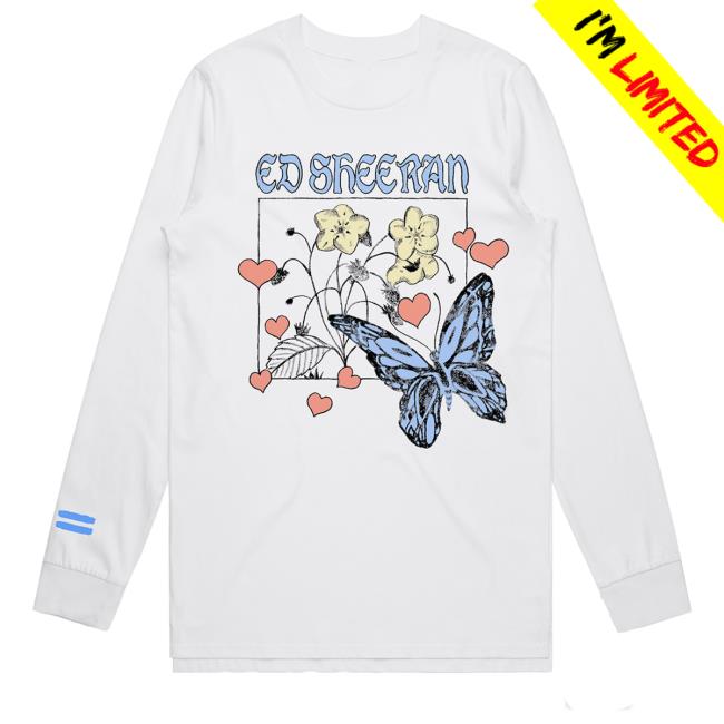 Wild Hearts And Butterflies White Long Sleeve T