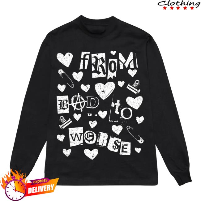 Official Misery Worldwide Misery Worldwide Bad To Worse Graphic Print Black Long Sleeve Top Shirt
