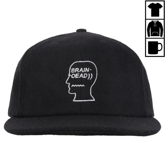 Official Brain Dead Merch Store We Are Brain Dead Flannel Logohead 6 Panel Cap- Burgundy