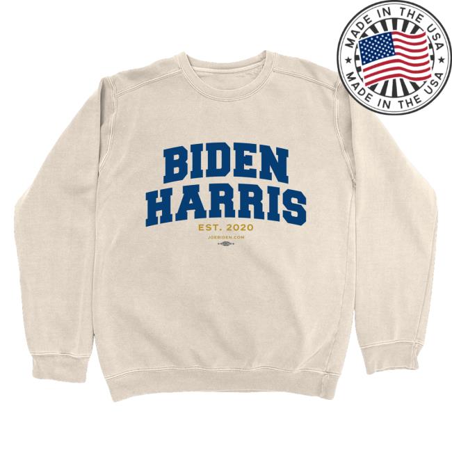 Official Joe Biden Merch Store Joe Biden Biden/Harris Varsity (Cream Attractive Hoodie) Joe Biden Apparel Clothing Shop JoeBiden