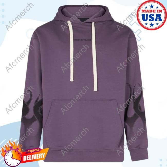 Official Vision Of Super Purple Hoodie With Black Gradient Flames