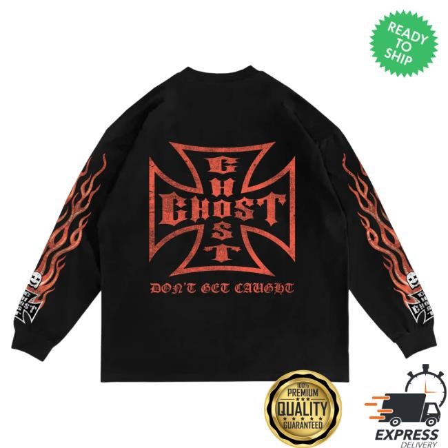 Official Ghost Racing Clothing Cross Flames Long Sleeve T-Shirt - Black