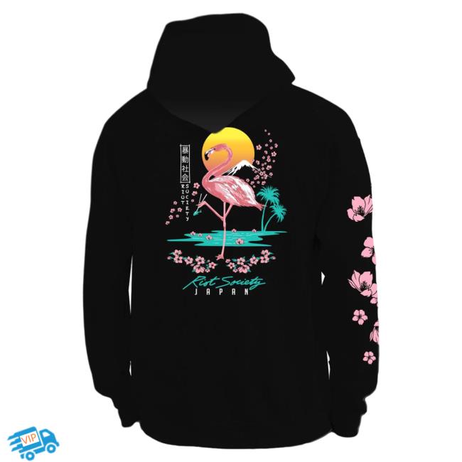 Official Riot Society Merch Store Shop Riot Society Flamingo Blossom 2.0 Pull Over Hoodie RiotSociety Apparel Clothing