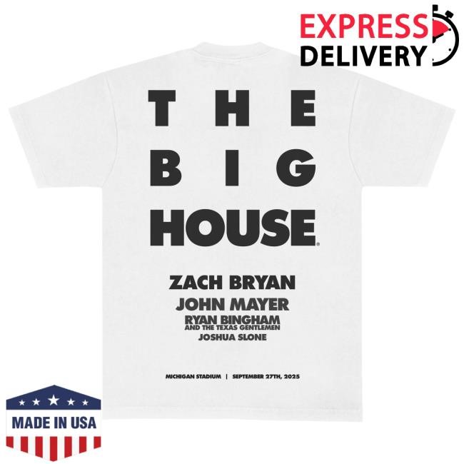 Official Zach Bryan Merch Store Shop ZB Big House Tee - White