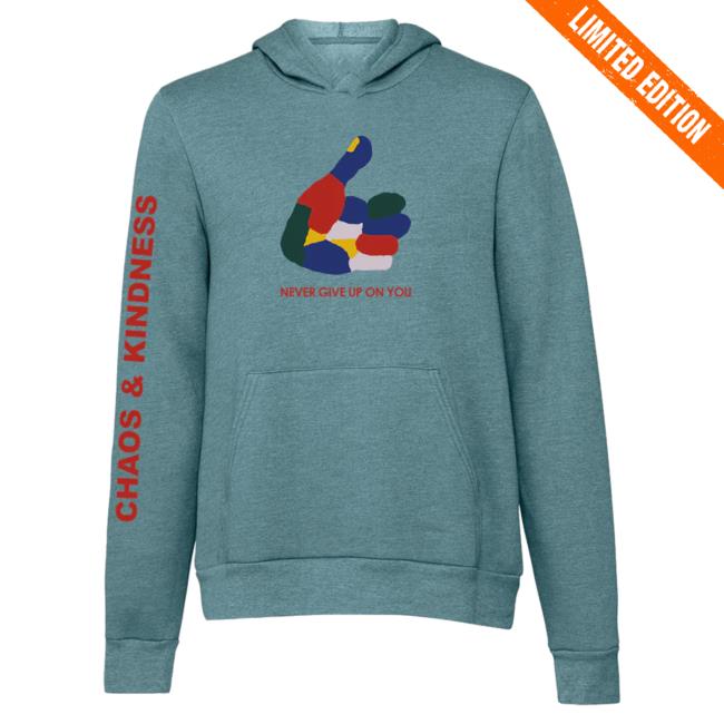 Official Chaos And Kindness Store Thumbs Up Pull Over Hoodie