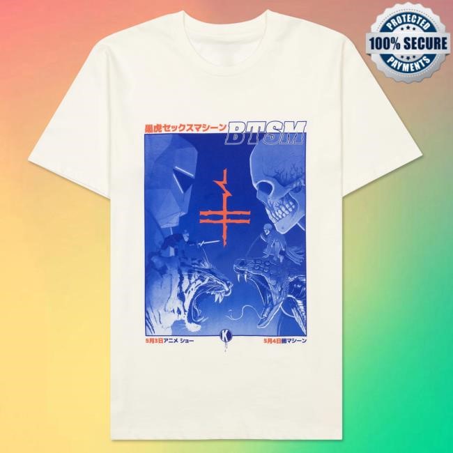 Official Btsm Merch Store Shop Black Tiger Sex Machine BTSM - Anime White Hot Shirt