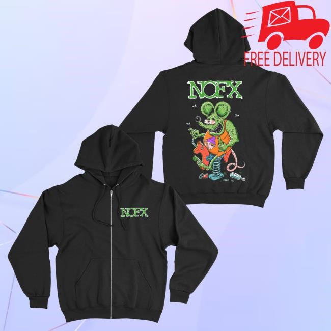 Official Nofx Merch Store Nofx Rat Fink Zip Up Pullover Sweatshirt