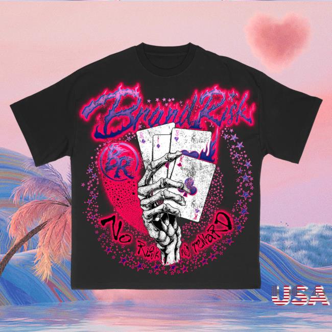 Official Brand Risk Merch Shop Skeleton Poker Hand Black T Shirt