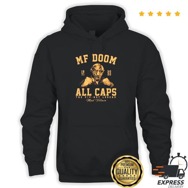 Official Mf Doom All Caps The Hip Hop Legend 1971 2020 Brown Sweatshirt