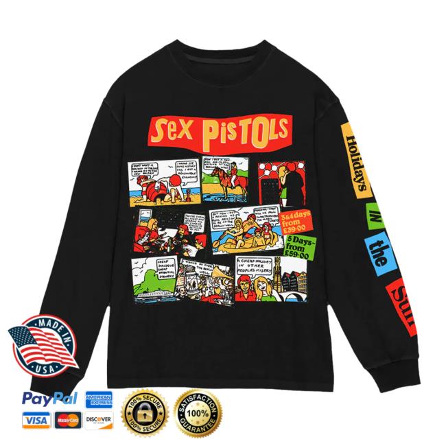 Official Sex Pistols Merch Sex Pistols Holidays In The Sun Black Hoody