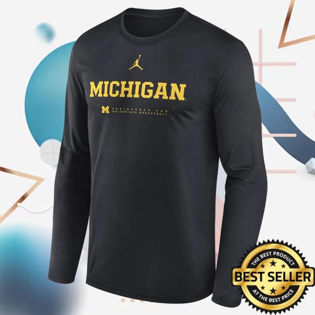 Michigan Wolverines Jordan Brand Basketball Maize Dri-FIT Shooting Long Sleeve New Shirt The M Den Official Shop