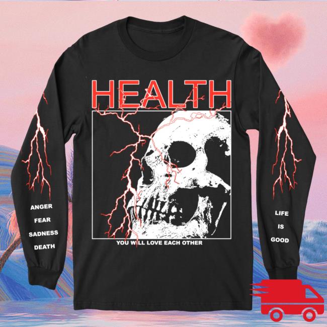 Health Merch Health "Lightning Skull - Red" Black Long Sleeve Shirt