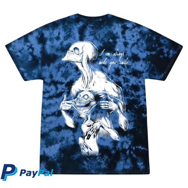 Any Means Necessary Clothing Always Smile Top Shirt Blue Crystal Tie Dye