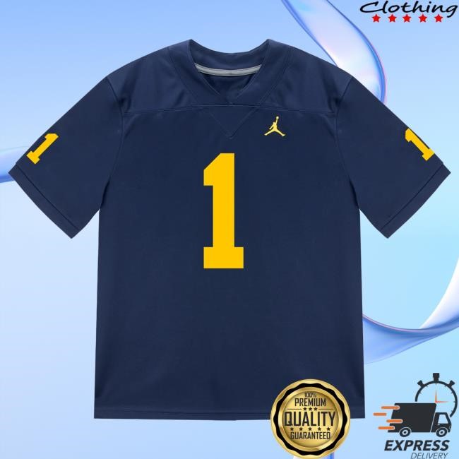 The M Den Michigan Wolverines #1 Donaven McCulley Student Athlete Blue Football Jersey Top Shirt