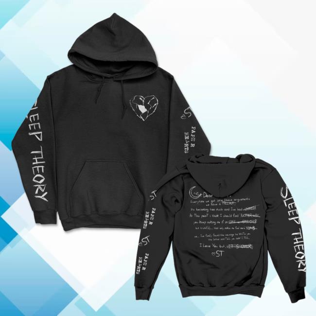 Official Sleep Theory Merch Store Shop Paper Hearts Crew neck (Black) SleepTheory