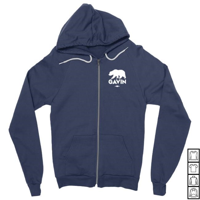 Official Gavin Newsom Merch Gavin Bear (Navy Zipper Hoodie) Pullover Hoodie