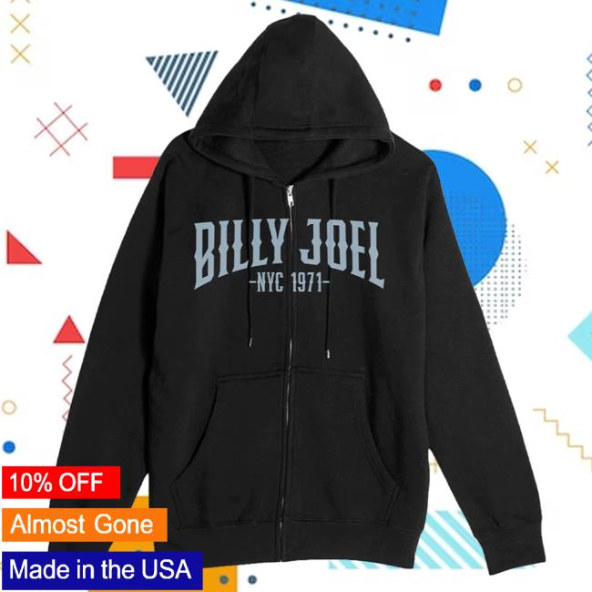 Official Billy Joel Merch Store Billy Joel "NYC 1971 Varsity" Zip Pullover Sweatshirt Billy Joel Shop BillyJoel
