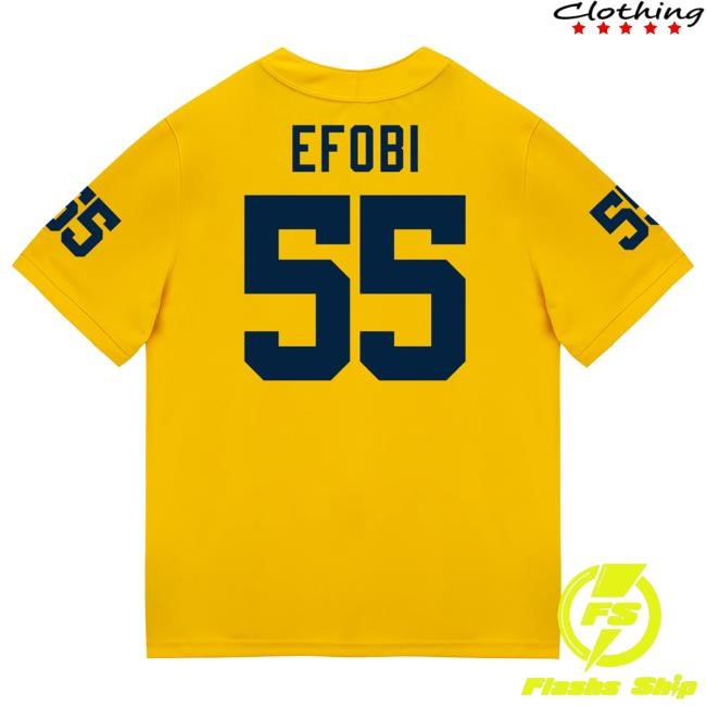 The M Den Michigan Wolverines #55 Nathan Efobi Student Athlete Maize Football Jersey Top Shirt