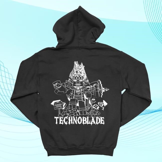 Official Technoblade Merch Store Technoblade Diamond Bow Popover Hoodie (Black)