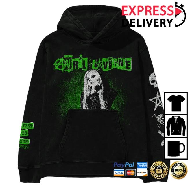 Official Avril Lavigne Merch Store Avril Lavigne Tour 2025 Black Popover Hoodie