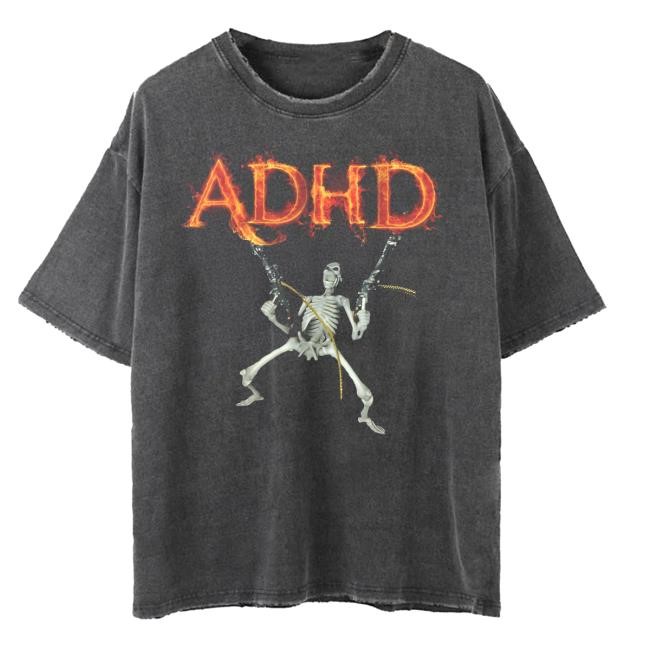 Adhd Skeleton Meme Fire Adhd Short Sleeve TShirt