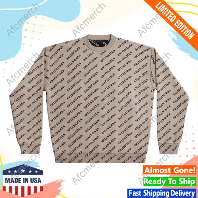 Official Saks Fifth Avenue Clothing Store Shop Balenciaga Mini Allover Logo Beige AOP Shirt New 3D All Over Print Saksfifthavenue