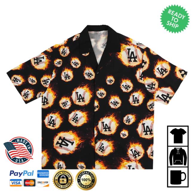 Official Pleasures Clothing Store Shop Fireball Button Down Los Angeles Dodgers Tee