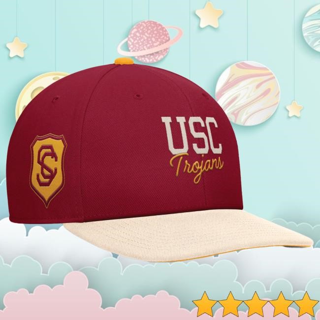 USC Trojans Cardinal and Natural Futura Legacy Pro Flatbrim Snapback Cap USC Bookstores Officical