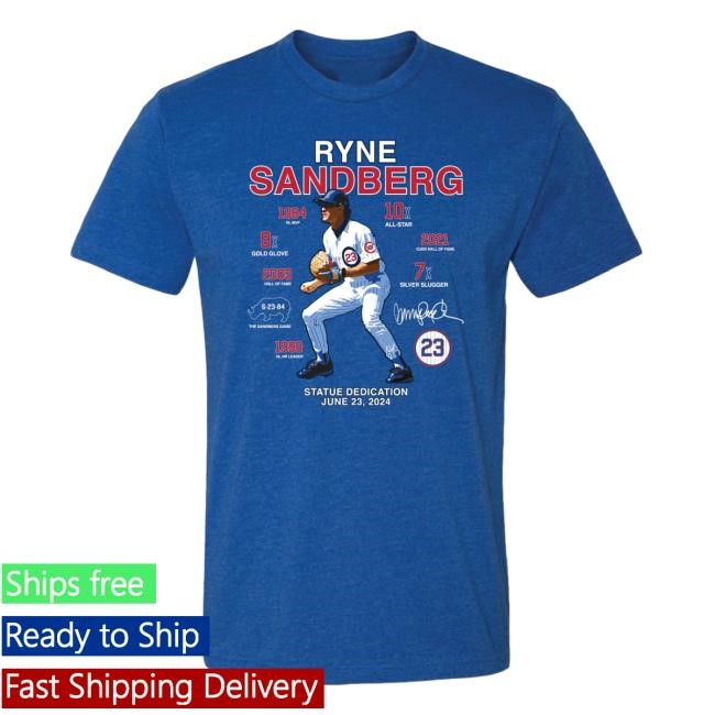 Official Ryne Sandberg Statue Shirt New
