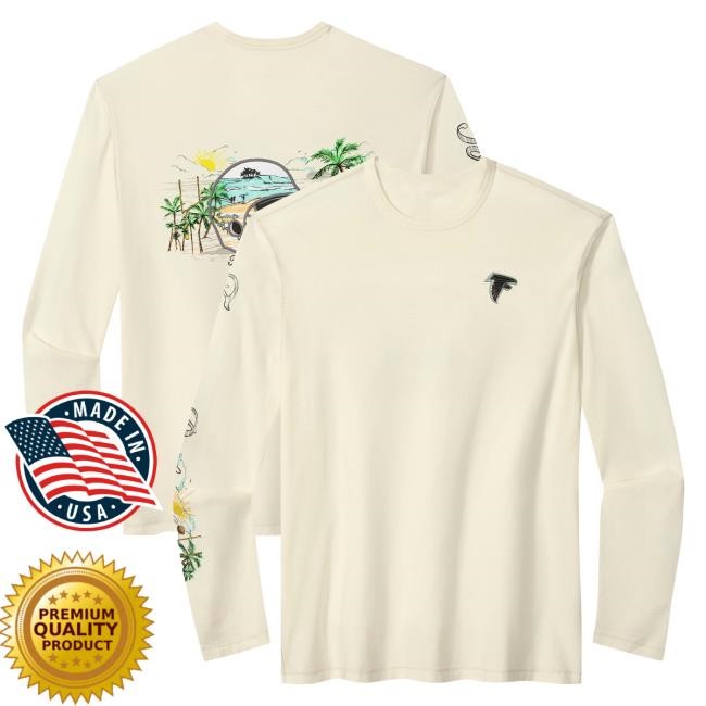 Official NFL Store Men's Atlanta Falcons Tommy Bahama Cream Oasis Endzone Lux Long Sleeve Hot Shirt ArizonaCardinals