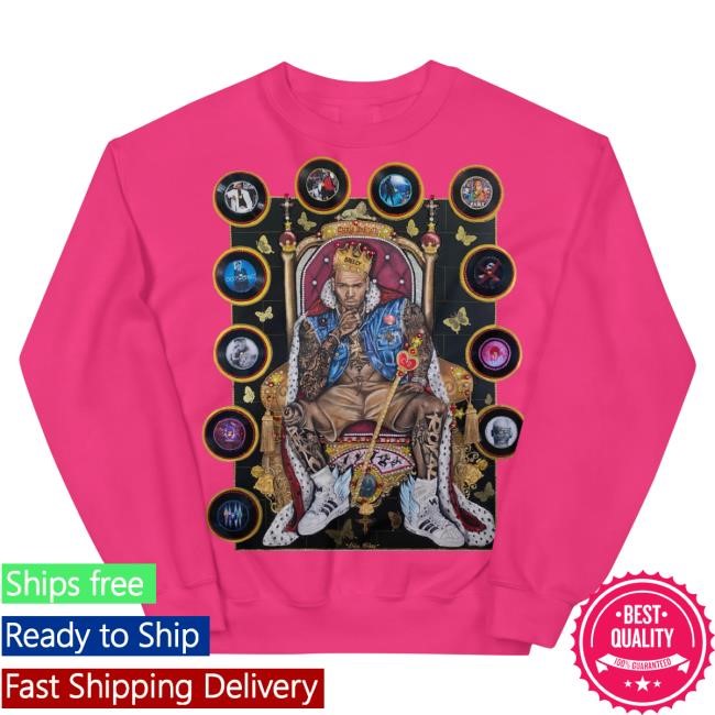 Official Chris Brown Merch Store Chris Brown "20 Years Of Chris Brown" By Erica Krissy Unisex Pullover Sweatshirt Heliconia