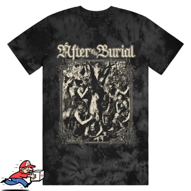 Official After The Burial Merch Flaying Crystal Wash Black Tie Dye Shirt