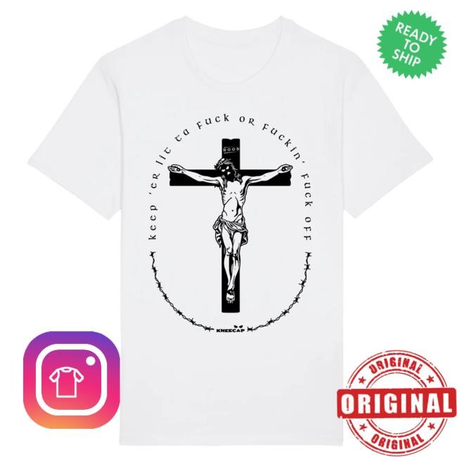 Official Kneecap Merch Keep Er Lit Tee White
