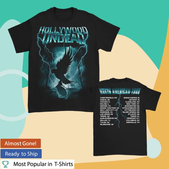 Hollywood Undead Merch Lightning Storm Dove & Grenade 2023 Tour Hooded Sweatshirt