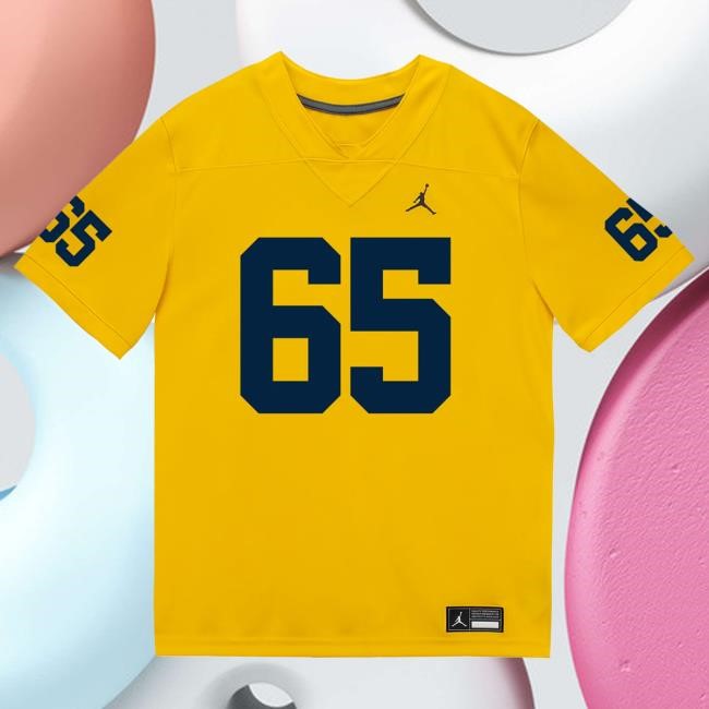The M Den Michigan Wolverines #65 Andrew Babaola Student Athlete Maize Football Jersey Tees