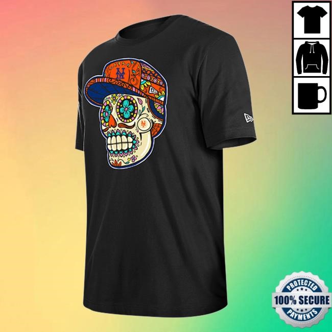 Official MLB Shop Men's New York Mets New Era Black Sugar Skulls Tshirt