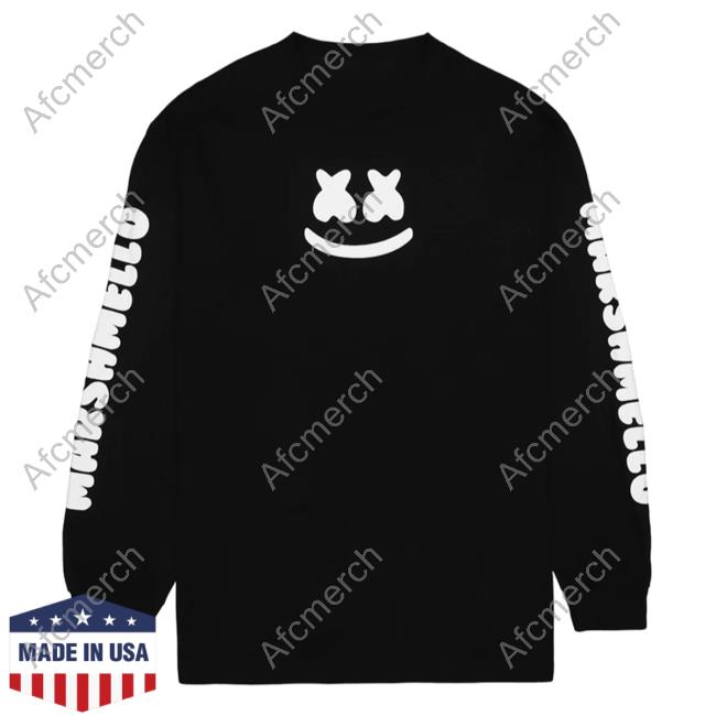 Official Marshmello Music Clothing Store Shop Smile Bar L/S Crewneck Sweatshirt Black Marshmellomusic Merch